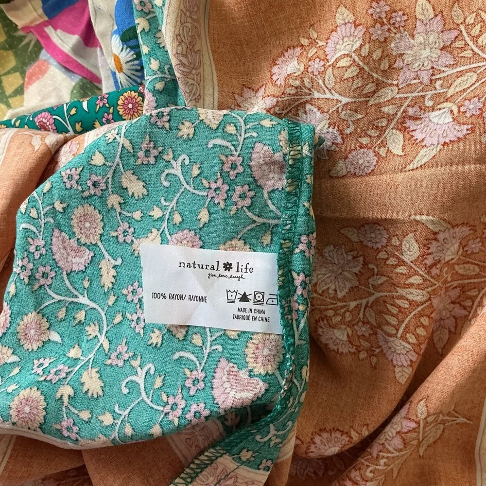 Natural Life Avery Midi Shirt Dress sz M BOHO Babydolll Pockets Cottagecore - Picture 8 of 10